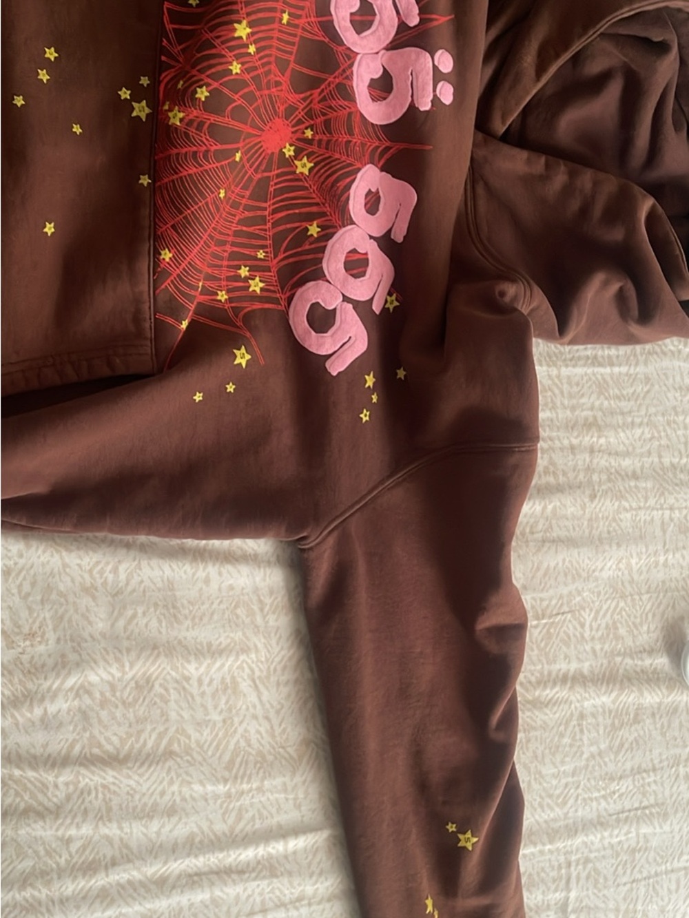 Brown brand new size s men and Large kids spider hoodie